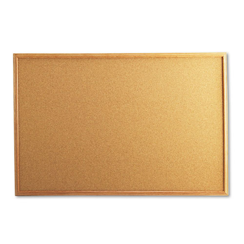 Cork Board with Oak Style Frame, 36 x 24, Tan Surface. Picture 1