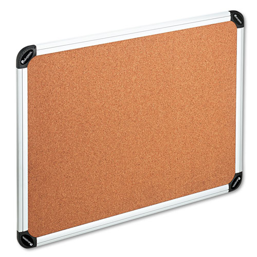 Cork Board with Aluminum Frame, 48 x 36, Natural Surface, Silver Frame. Picture 1