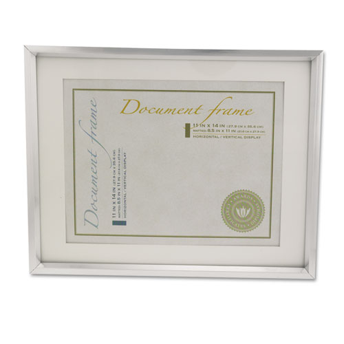 Plastic Document Frame with Mat, 11 x 14 and 8.5 x 11 Inserts, Metallic Silver. Picture 2