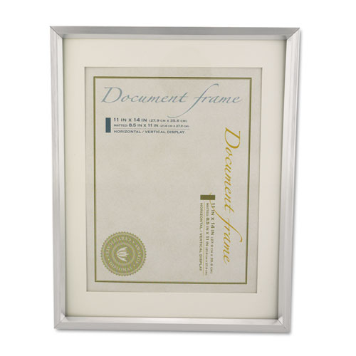 Plastic Document Frame with Mat, 11 x 14 and 8.5 x 11 Inserts, Metallic Silver. Picture 3
