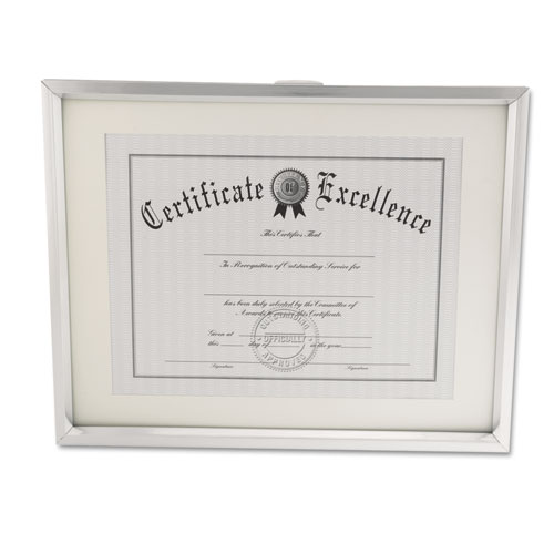 Plastic Document Frame with Mat, 11 x 14 and 8.5 x 11 Inserts, Metallic Silver. Picture 4