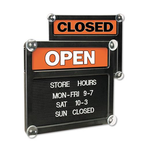Double-Sided Open/Closed Sign w/Plastic Push Characters, 14.38 x 12.38. Picture 1