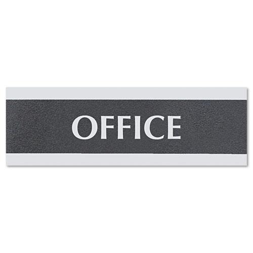 Century Series Office Sign, OFFICE, 9 x 3, Black/Silver. Picture 1
