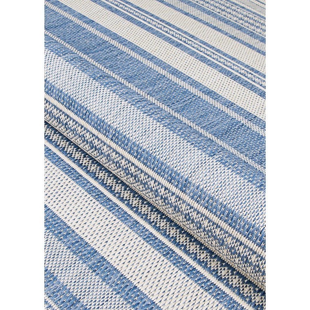 Gazebo Stripe Area Rug, Champ/Blue ,Round, 8'6" x 8'6". Picture 2