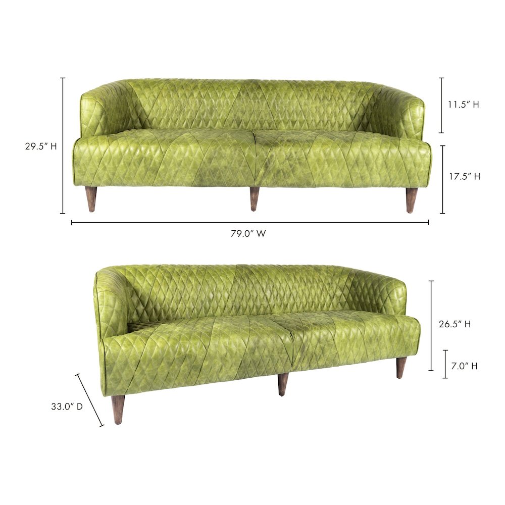 Magdelan Tufted Leather Sofa Emerald. Picture 9