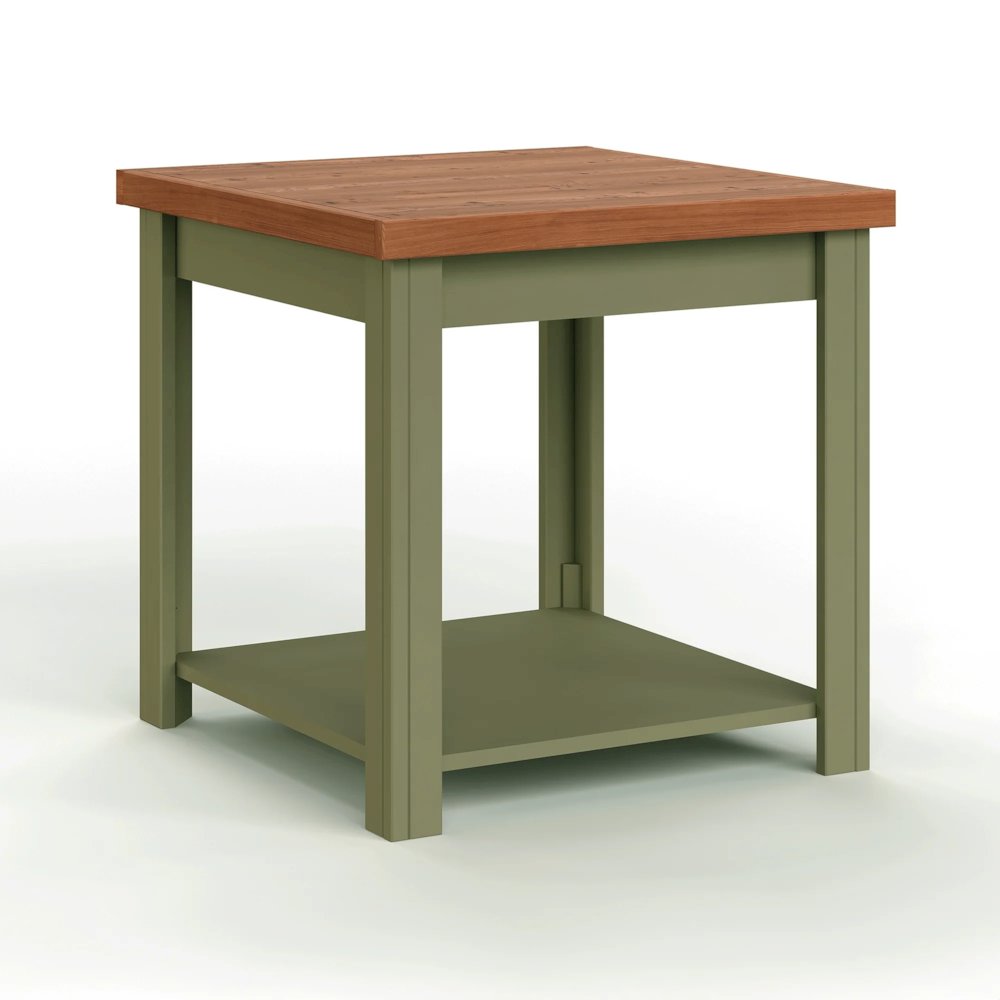 Sage Green and Fruitwood Finish Solid Wood Side Table. Picture 1