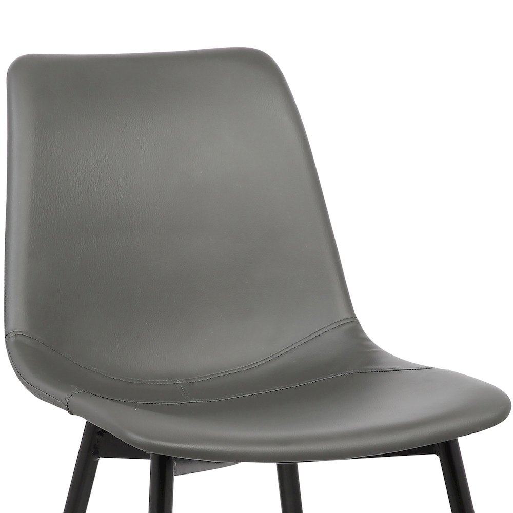 Armen Living Monte Contemporary Dining Chair in Gray Faux Leather with Black Powder Coated Metal Legs. Picture 3