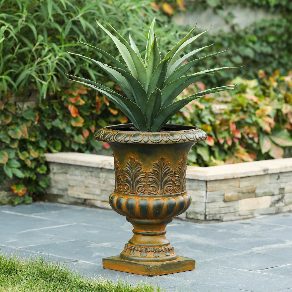 Weathered Brown Decorative MgO Urn Planter. Picture 3