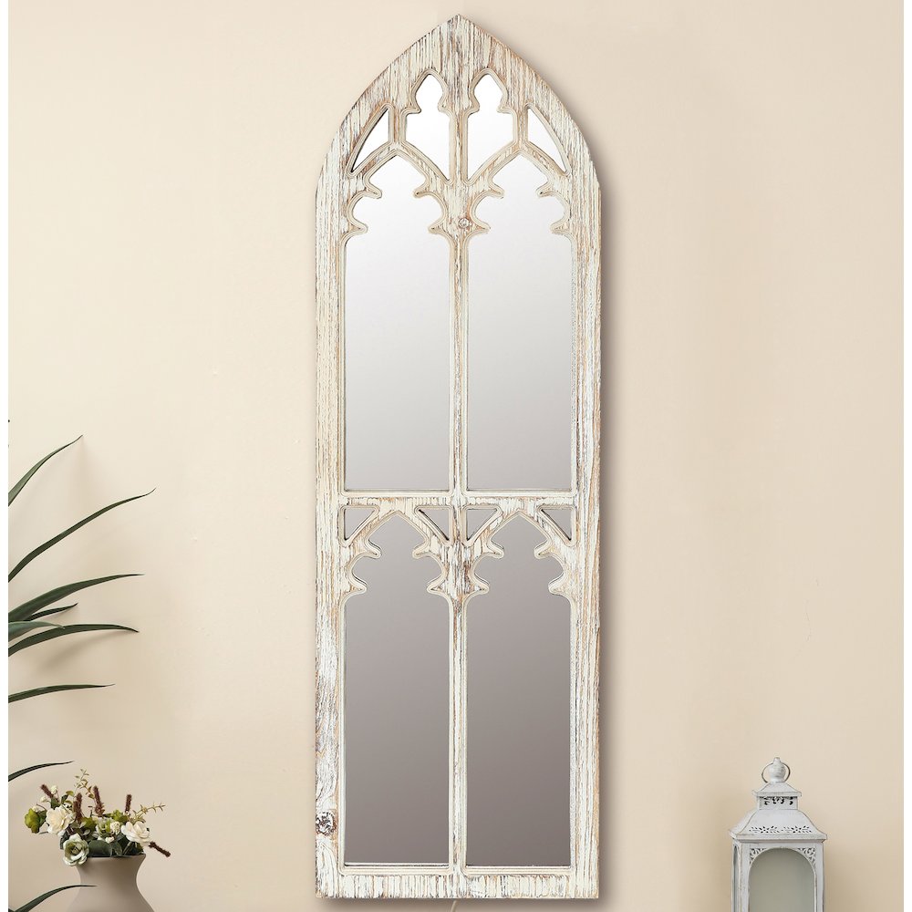 Wood Cathedral Framed Wall Mirror. Picture 3