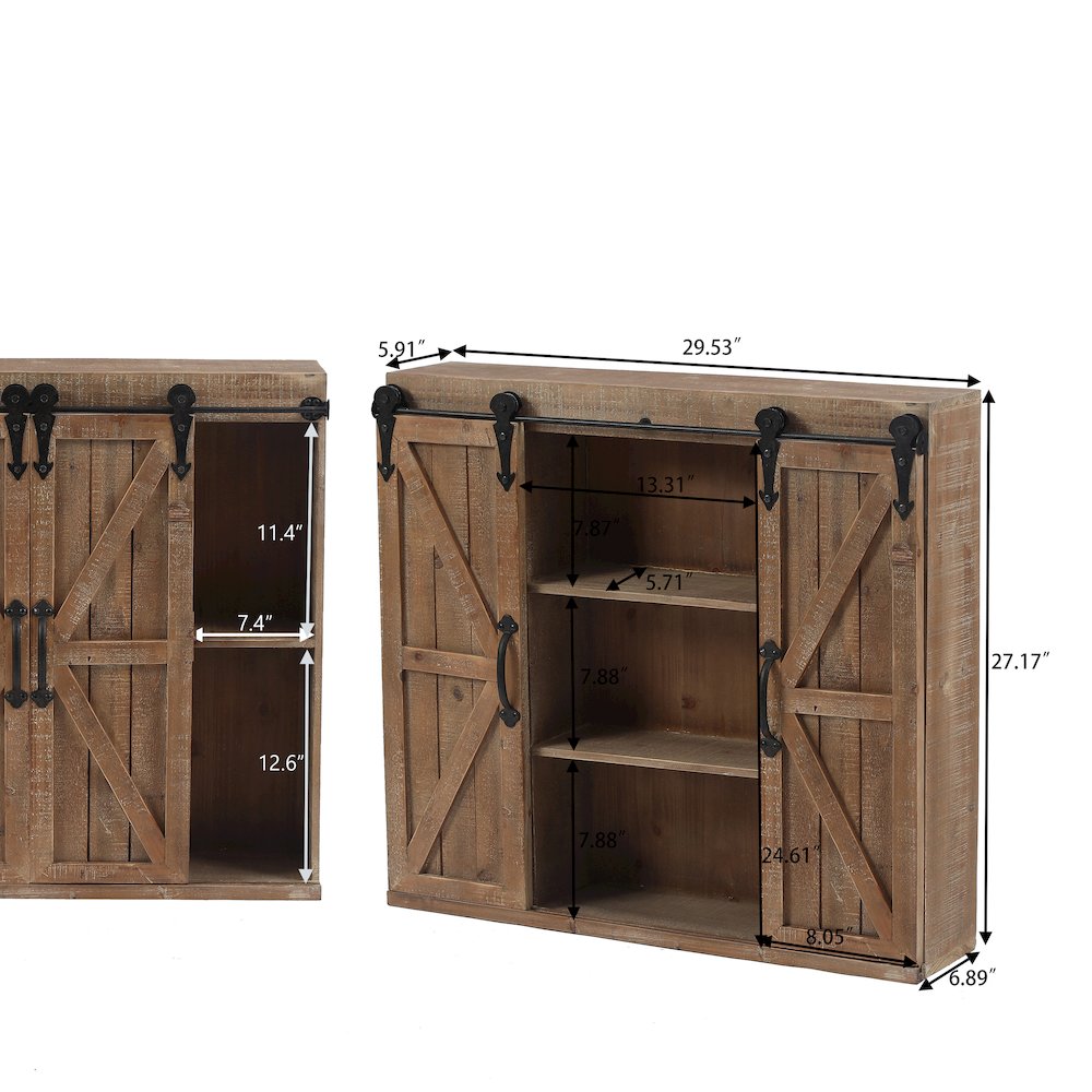 Farmhouse Wood Storage Two Sliding Doors Wall Cabinet. Picture 9