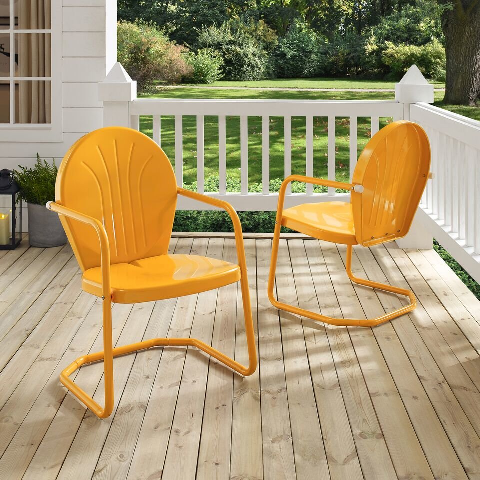 Griffith Outdoor Metal Armchair Tangerine Gloss. Picture 10