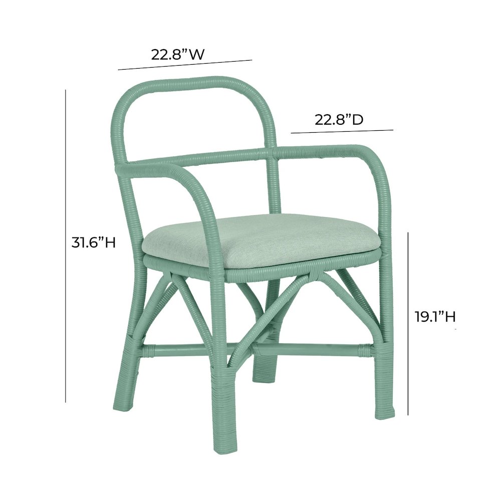 Ginny Green Rattan Dining Chair. Picture 6