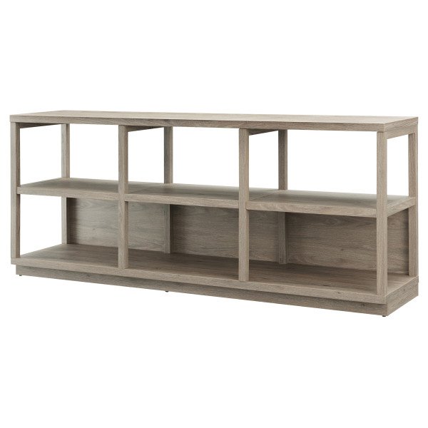 Thalia Rectangular TV Stand for TV's up to 80" in Antiqued Gray Oak. Picture 2