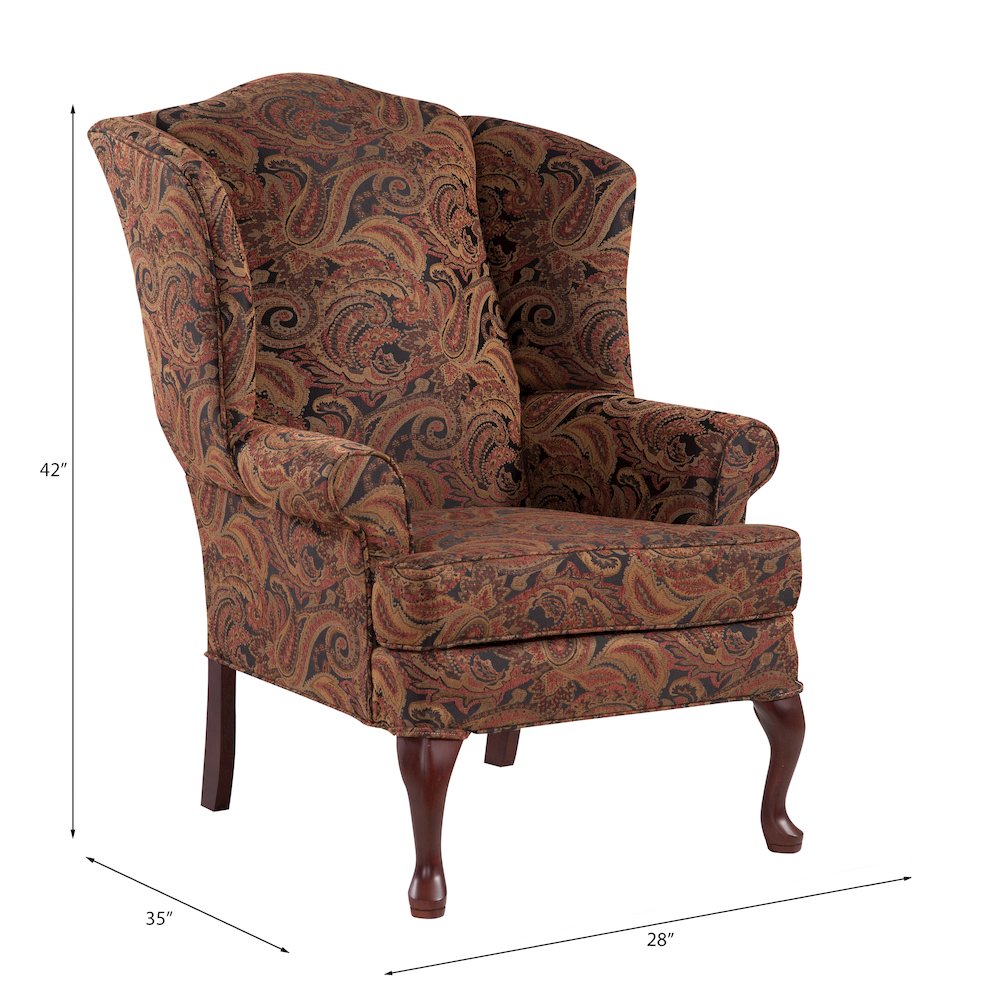 Paisley Cranberry Wing Back Chair. Picture 5