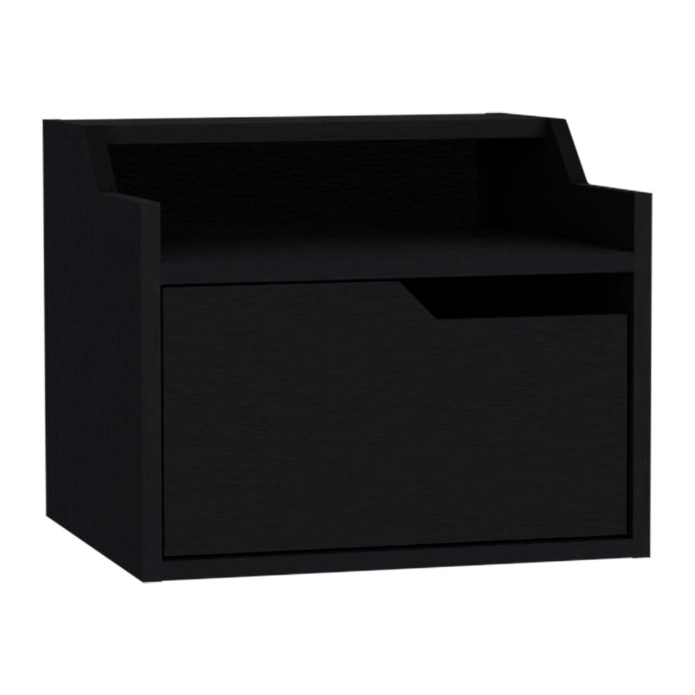 Floating Nightstand Chester, Bedroom, Black. Picture 1
