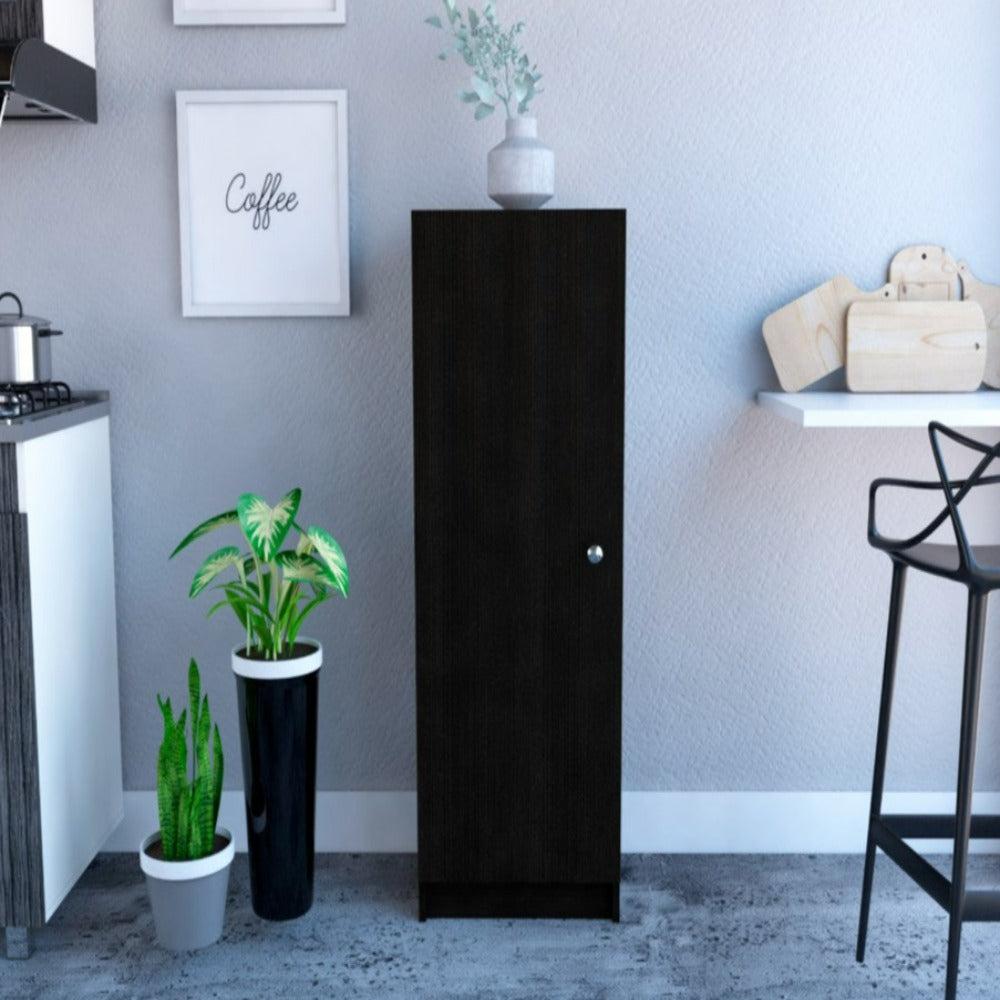 Pantry Miami, Single Door Cabinet, Black Wengue Finish. Picture 1