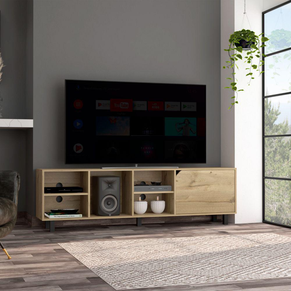 TV Stand for TV´s up 70" Estocolmo, Four Open Shelves, Light Oak Finish. Picture 1