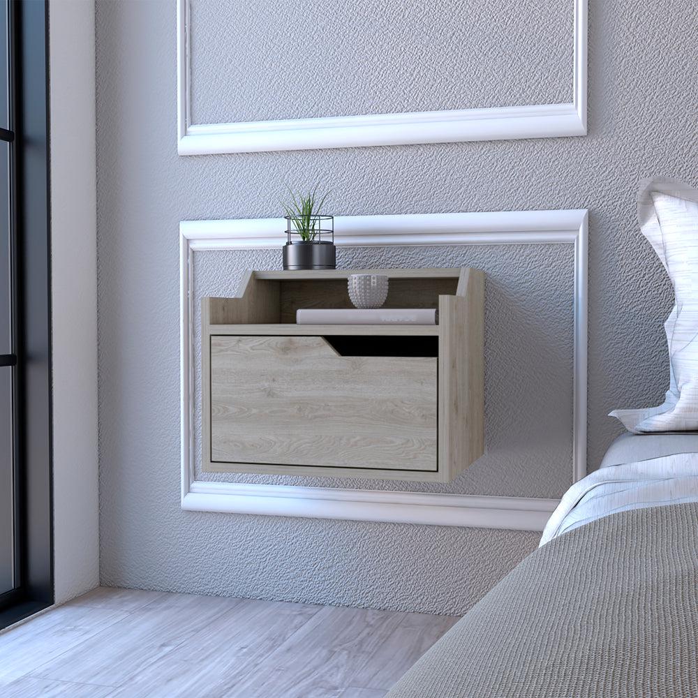 Floating Nightstand Chester, Bedroom, Light Gray. Picture 6