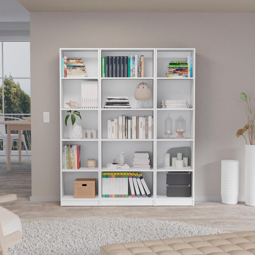 Parwan 3 Piece Living Room Set with 3 Bookcases, White. Picture 2