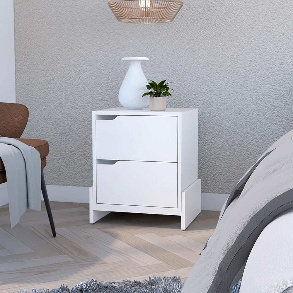 Nightstand Brookland, Bedside Table, White / Macadamia Finish. Picture 1