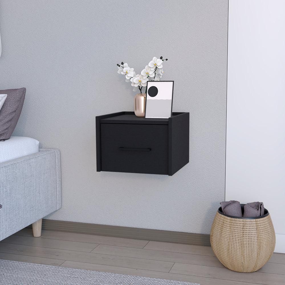 Floating Nightstand Calion, Bedroom, Black. Picture 6