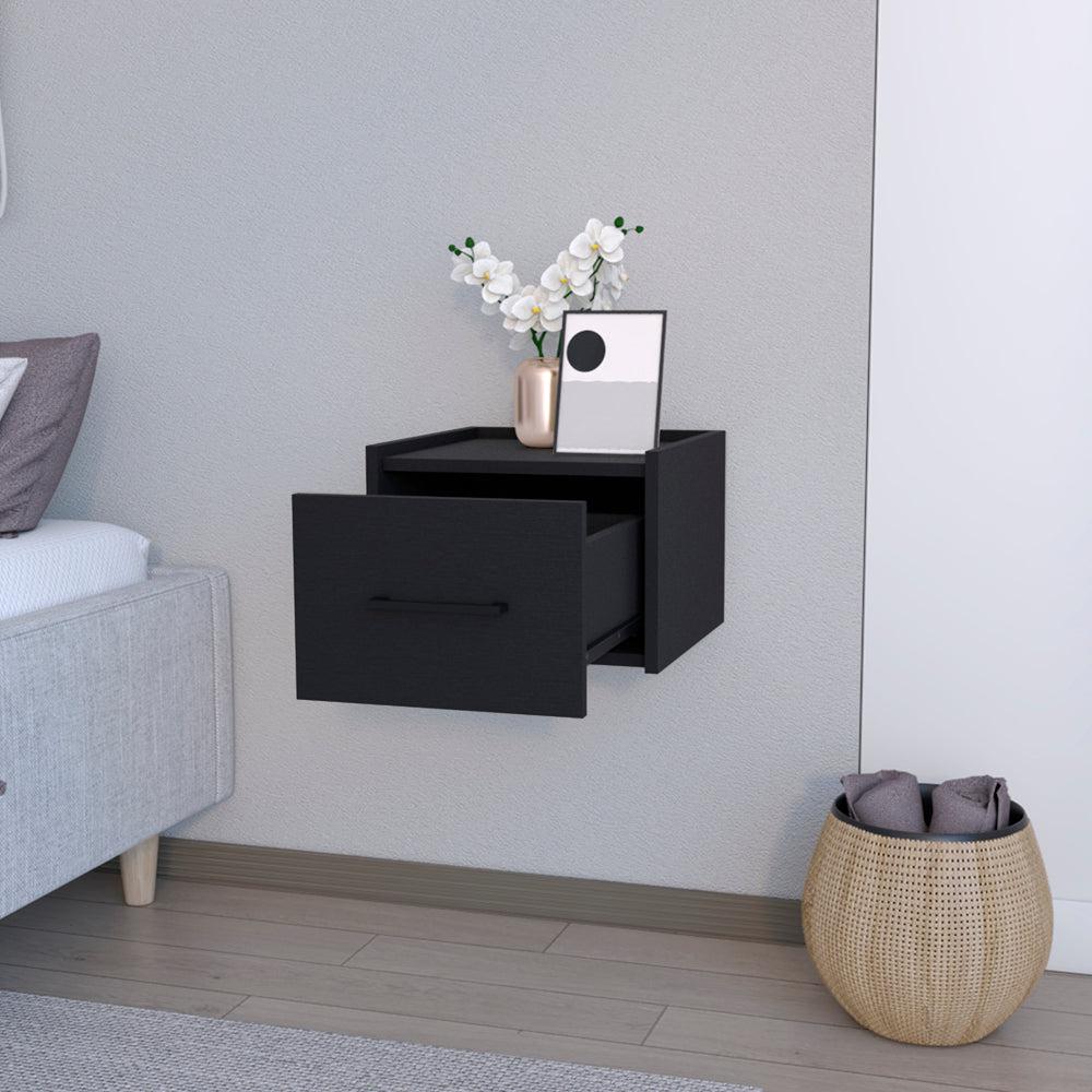 Floating Nightstand Calion, Bedroom, Black. Picture 3