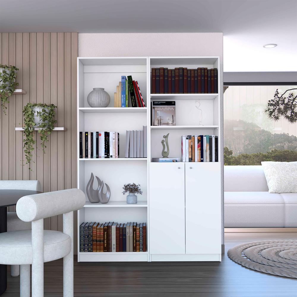 Veta 2 Piece Living Room Set with 2 Bookcases, White. Picture 2