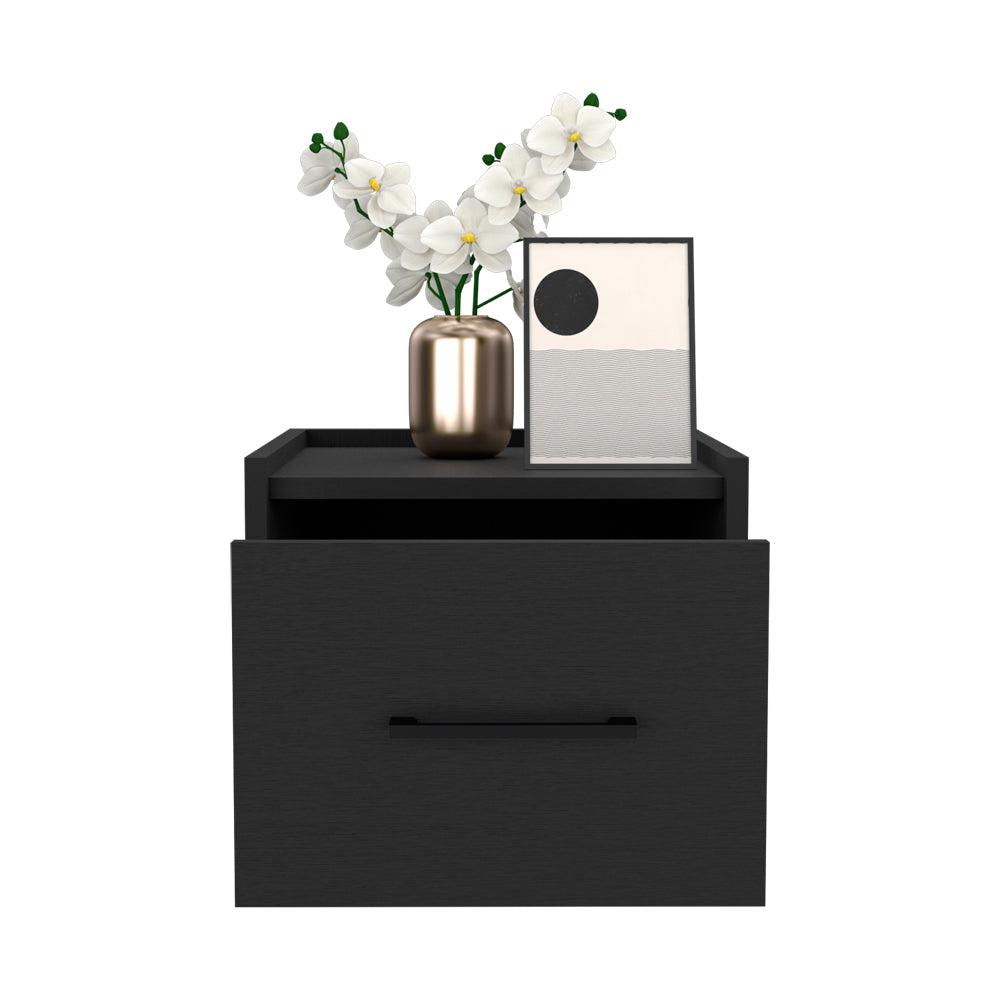 Floating Nightstand Calion, Bedroom, Black. Picture 2