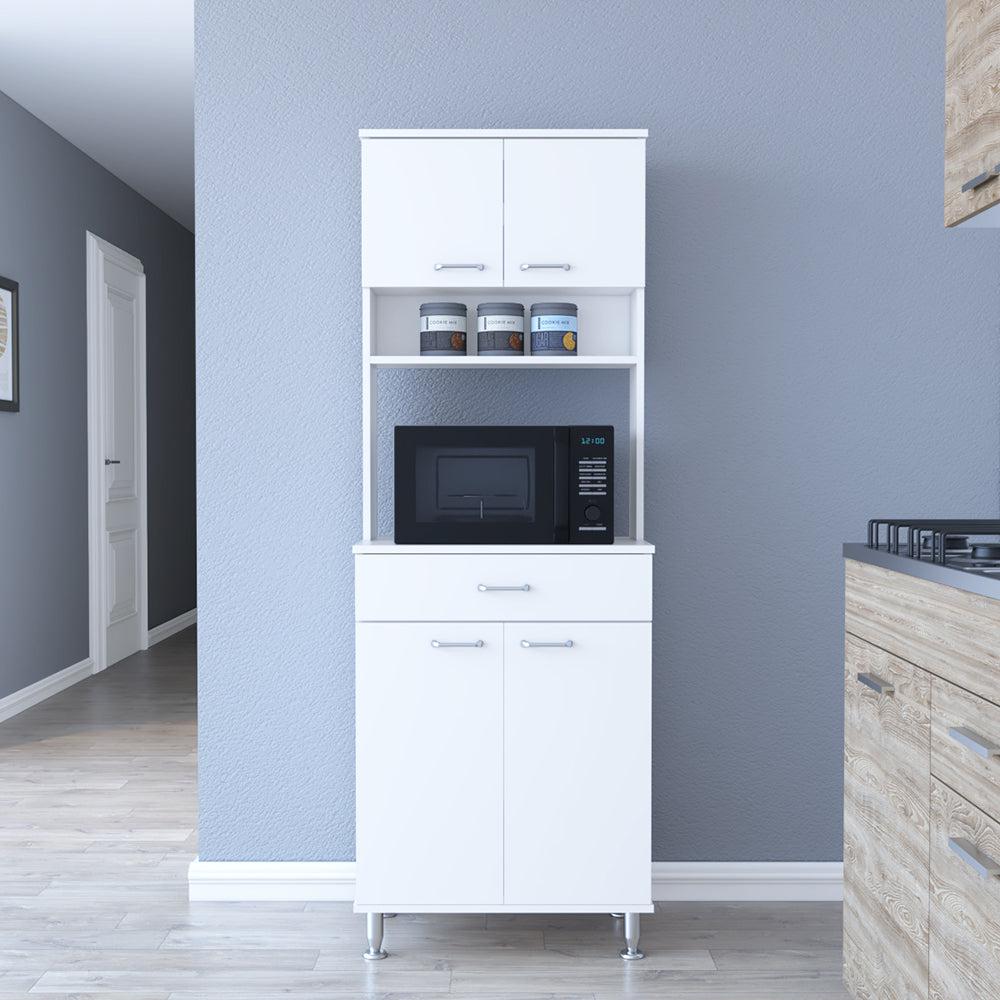 Pantry Piacenza,Two Double Door Cabinet, White Finish. Picture 1
