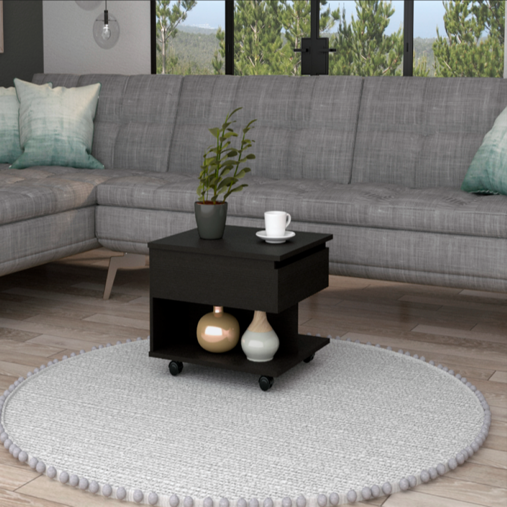 Lift Top Coffee Table Mercuri, Casters, Black Wengue Finish. Picture 1