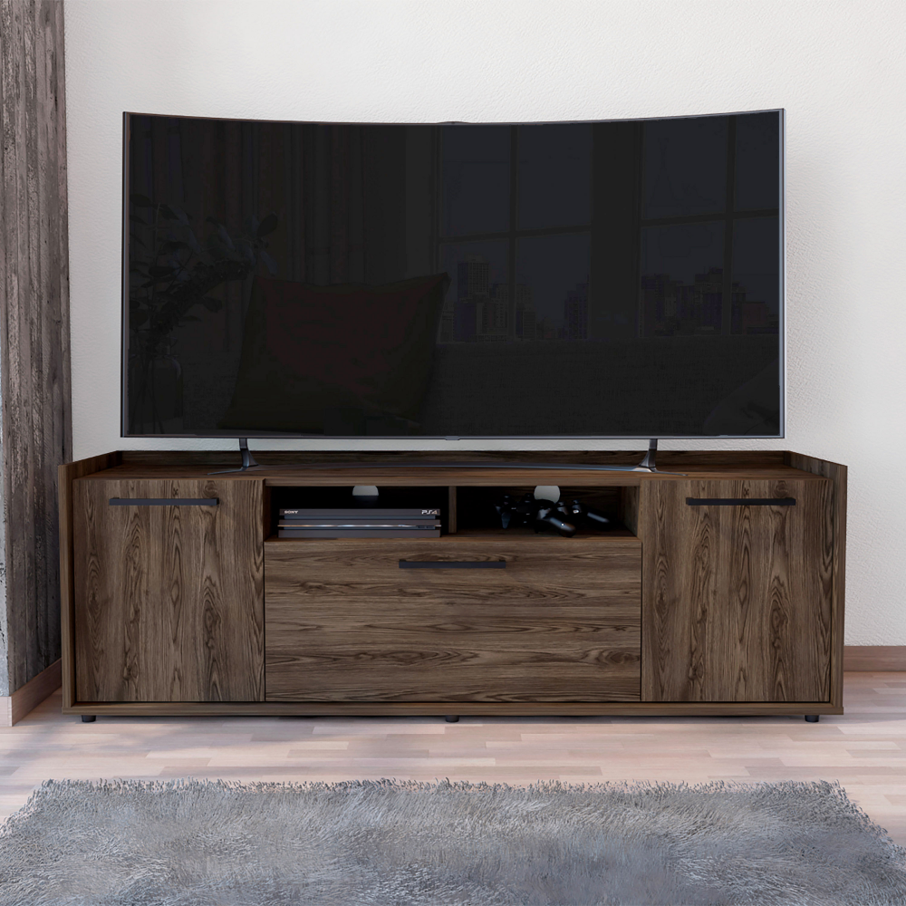 Tv Stand for TV´s up 55" Dext, One Cabinet, Double Door, Dark Walnut Finish. Picture 1