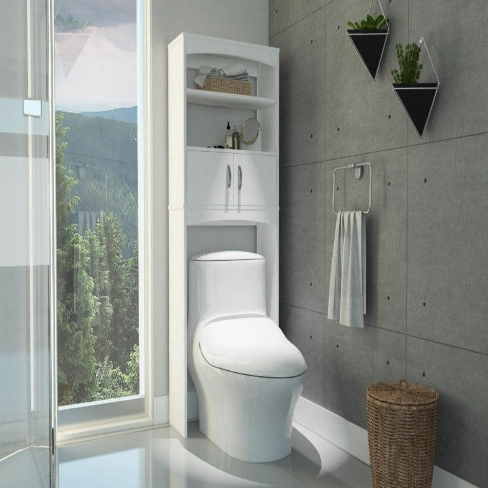Over The Toilet Cabinet Valentia, Three Shelves, White Finish. Picture 1