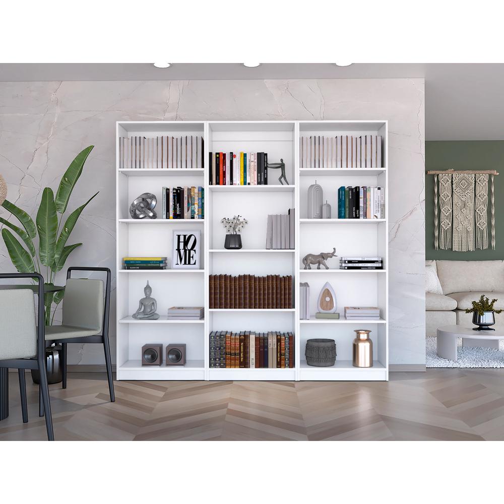 Blende 3 Piece Living Room Set with 3 Bookcases, White. Picture 2