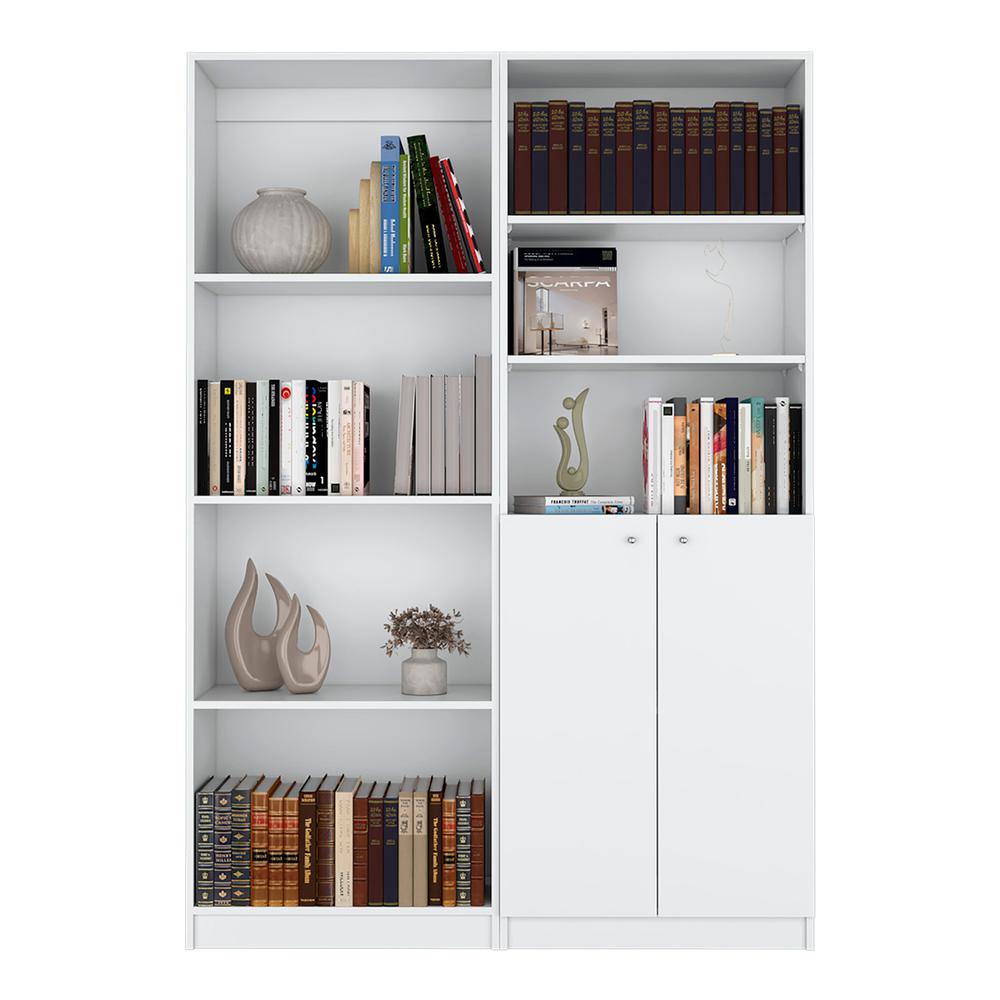 Veta 2 Piece Living Room Set with 2 Bookcases, White. Picture 1