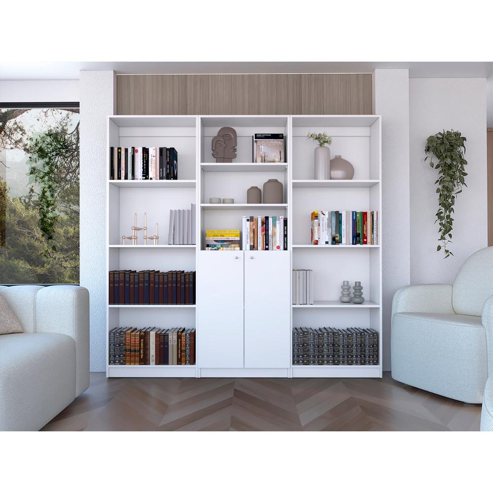 Oasis 3 Piece Living Room Set with 3 Bookcases, White. Picture 2