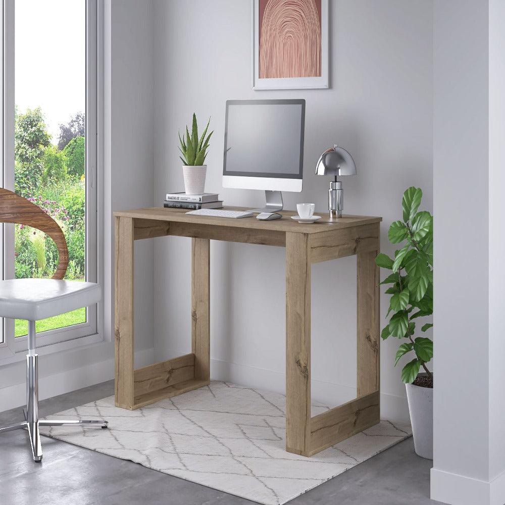 Computer Desk Albion with Ample Worksurface and Legs, Light Oak Finish. Picture 1