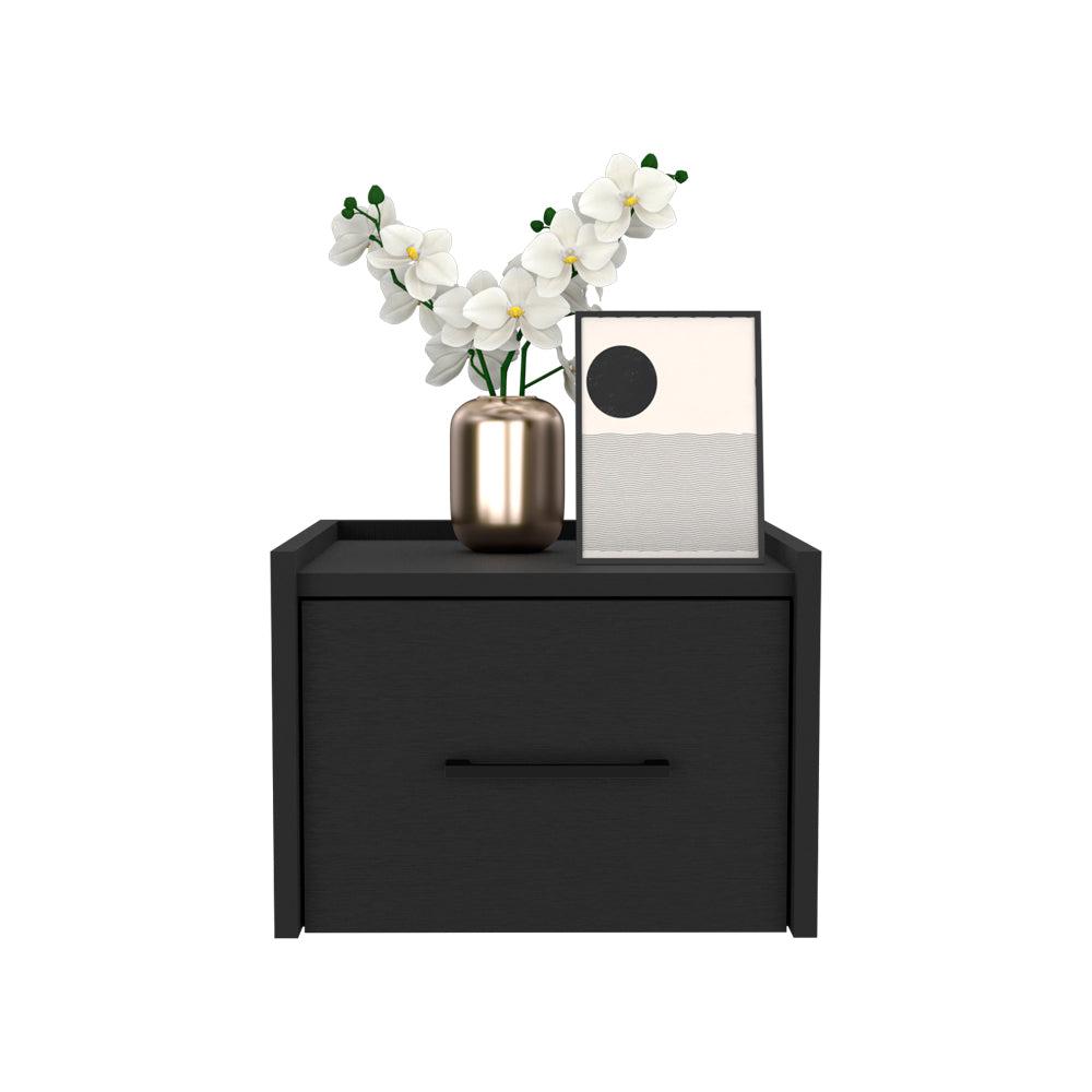 Floating Nightstand Calion, Bedroom, Black. Picture 5