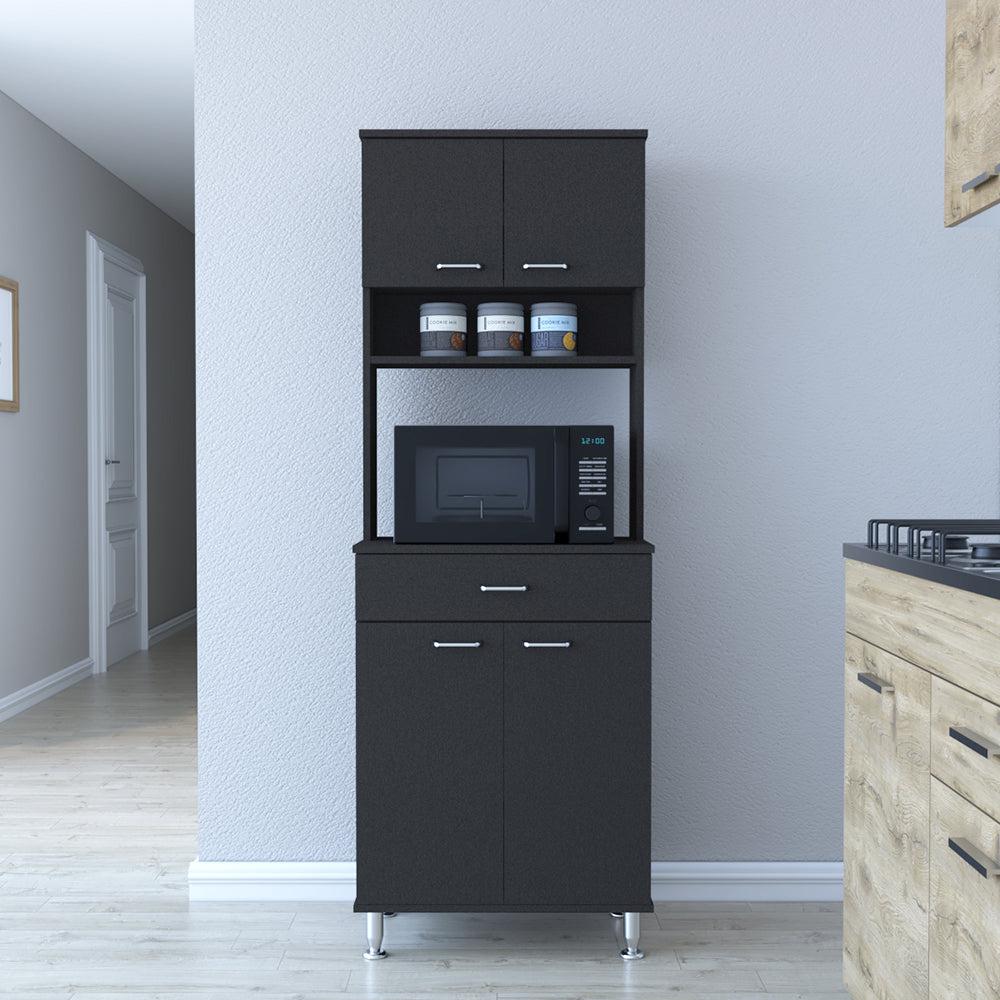 Pantry Piacenza,Two Double Door Cabinet, Black Wengue Finish. Picture 1