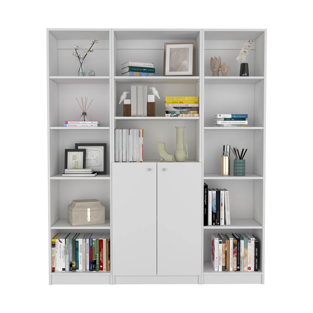 Aberdeen 3 Piece Living Room Set with 3 Bookcases, White. Picture 1