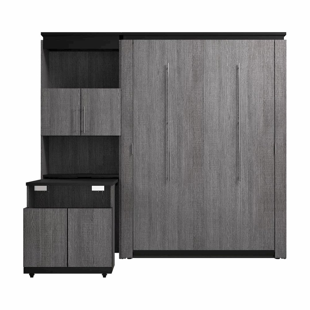 Full Murphy Bed with Storage Cabinet and Fold-Out Desk (91W). Picture 2