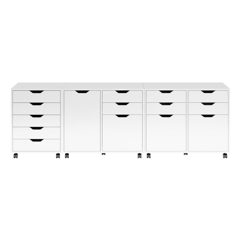 Halifax 3-Pc Cabinet Set with File Drawer, White. Picture 2