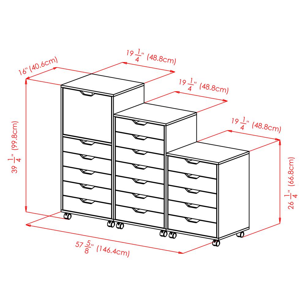 Halifax 3-Pc Multi-Drawer Storage Cabinet Set, White. Picture 2