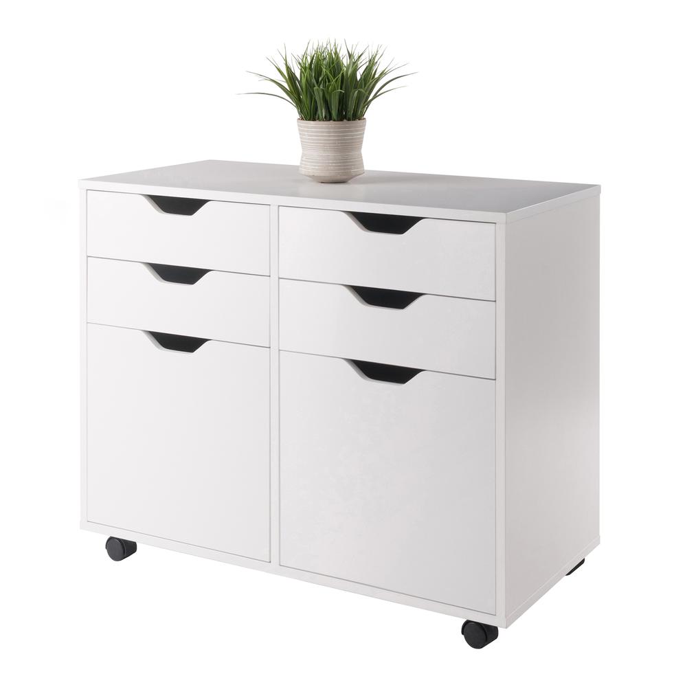 Halifax 2 Section Mobile Storage Cabinet, White. Picture 6