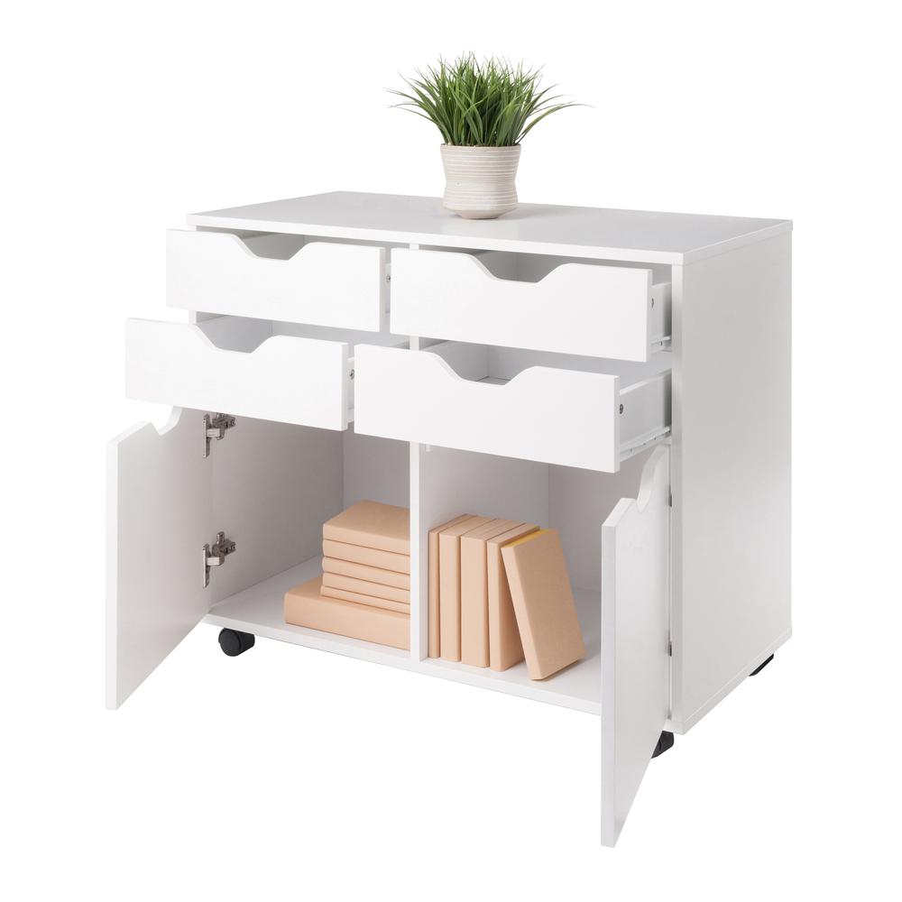 Halifax 2 Section Mobile Storage Cabinet, White. Picture 7