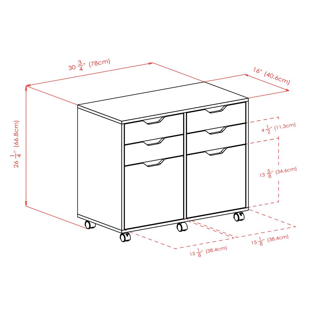 Halifax 2 Section Mobile Storage Cabinet, White. Picture 9