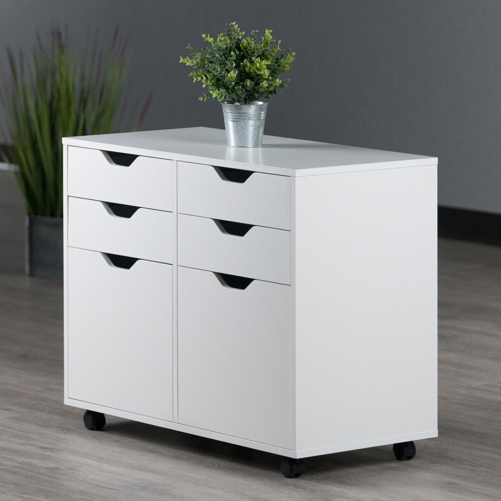 Halifax 2 Section Mobile Storage Cabinet, White. Picture 8