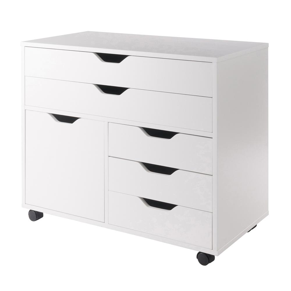 Halifax 3 Section Mobile Storage Cabinet, White. Picture 1