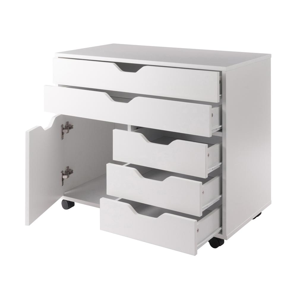 Halifax 3 Section Mobile Storage Cabinet, White. Picture 2