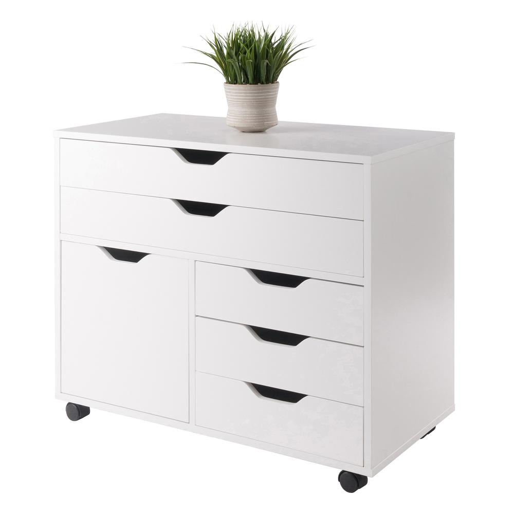 Halifax 3 Section Mobile Storage Cabinet, White. Picture 7