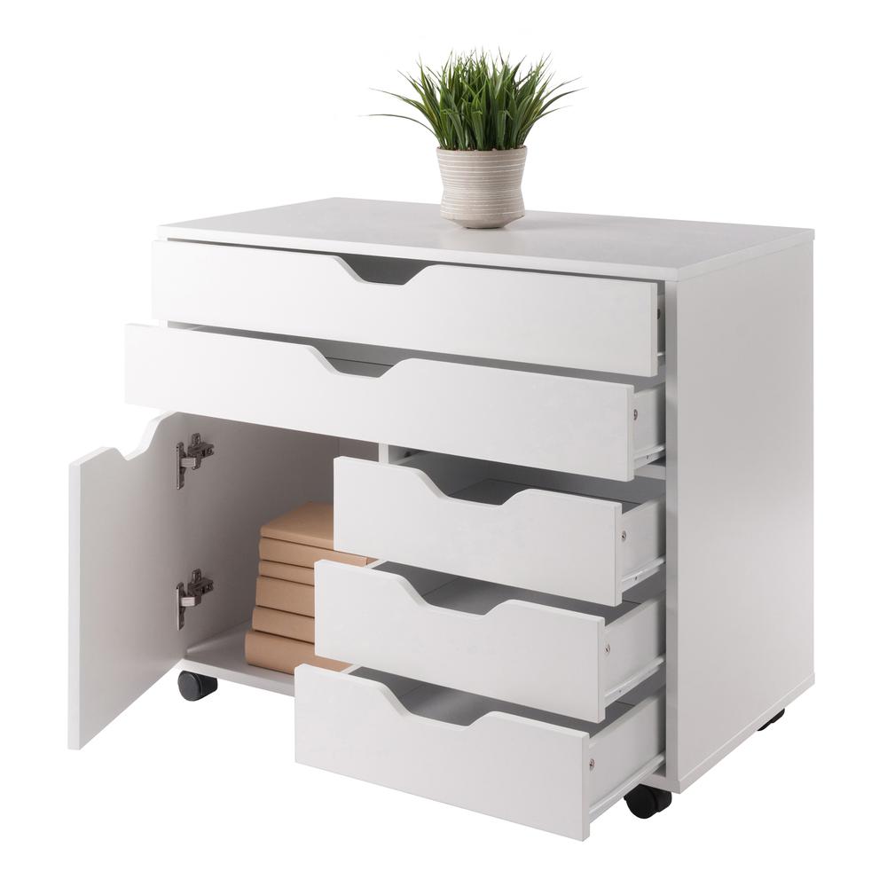 Halifax 3 Section Mobile Storage Cabinet, White. Picture 8